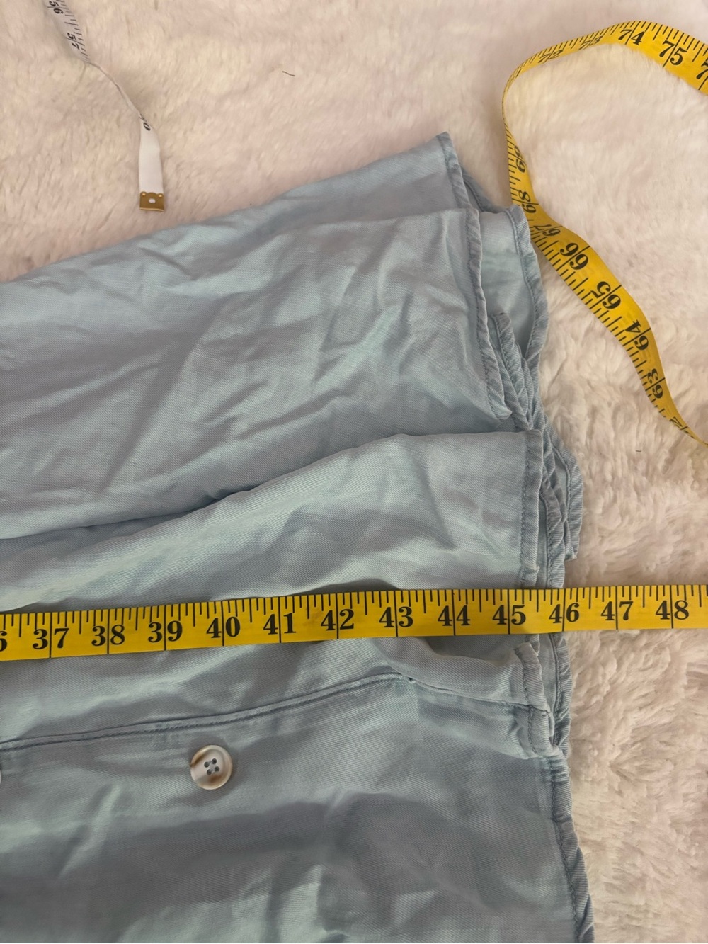 Lulus Pleasant Cutie Blue Chambray Collared Midi Dress With Pockets Size Medium - Picture 7 of 9